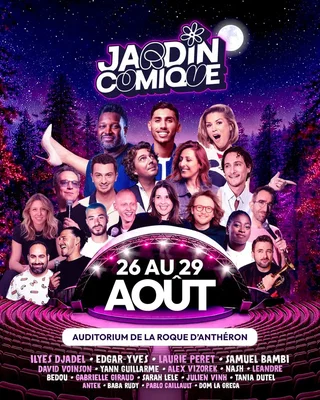 Affiche de Festival Jardin Comique 2026 : 26 au 29 août avec Alex Vizorek